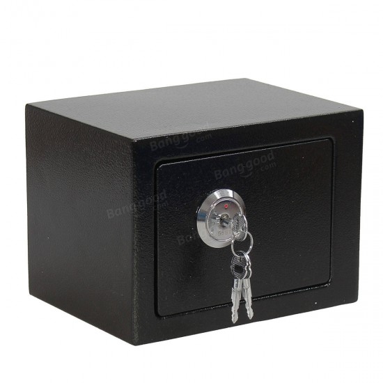 Iron Steel Black Key Operated Safe Box Money Cash Strong Steel for Home Office