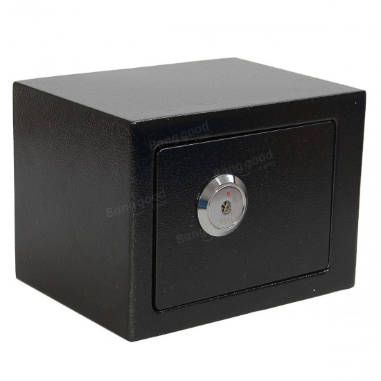 Iron Steel Black Key Operated Safe Box Money Cash Strong Steel for Home Office
