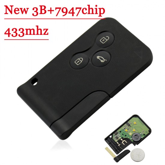 New Type 3 Buttons 434Mhz PCF7947 Chip RemoteKey Case Smart Key For Renault Megane Scenic 2003-2008