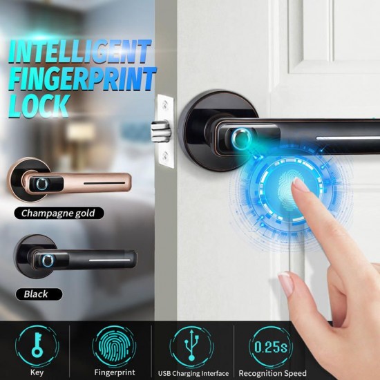 Smart Electronic Door Lock Fingerprint Intelligent Anti-theft Handle Locks Key