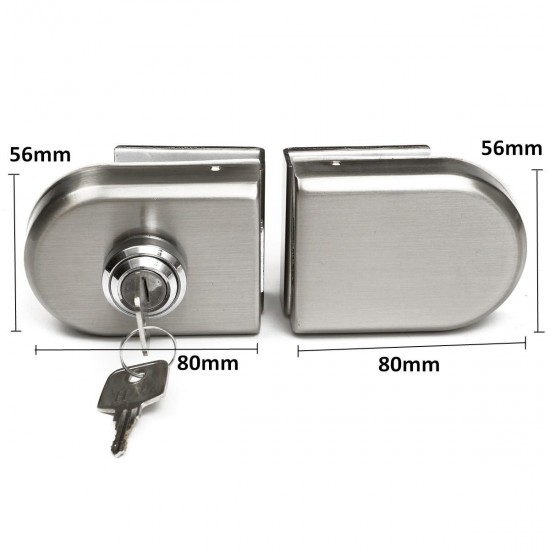 Stainless Steel 12mm Glass Door Lock Double Swing Hinged Frameless Door Lock