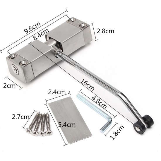 Stainless Steel Adjustable SurfacE Mounted Automatic Spring Closing Door Closer Stainless Steel Adjustable SurfacE Mounted Automatic Spring Closing Door Closer