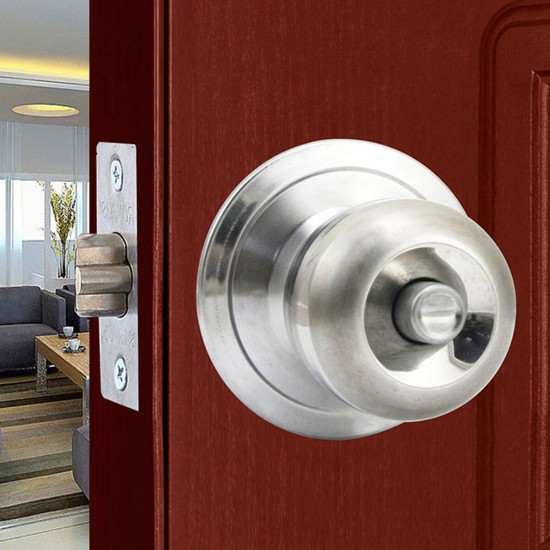 Stainless Steel Round Door Knobs Privacy Passage Entrance Lock Entry with 3 Keys