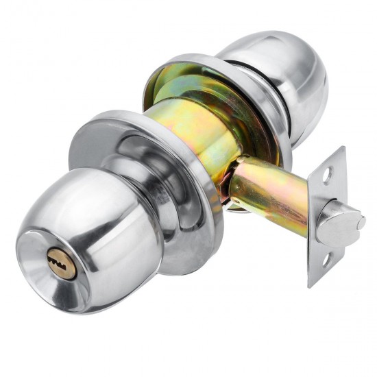 Stainless Steel Round Door Knobs Privacy Passage Entrance Lock Entry with 3 Keys