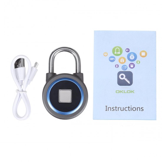 Waterproof Keyless Portable Bluetooth Smart Fingerprint Lock Padlock Anti-Theft APP Control Door Cabinet Padlock