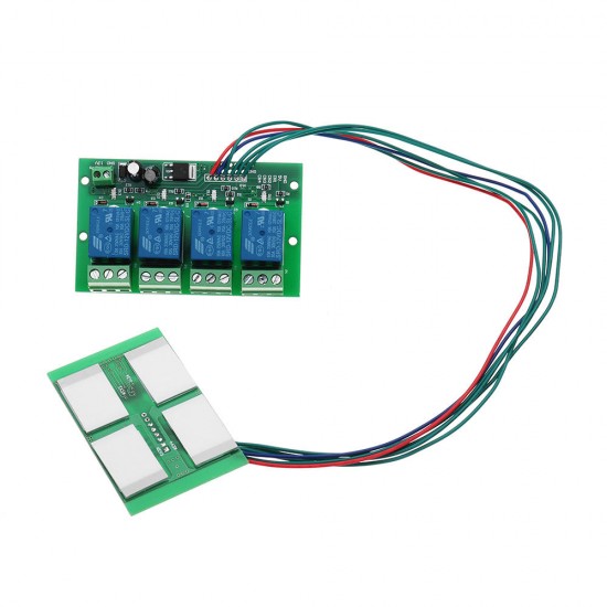 12V 4 Channels Capacitive Touch Button Switch Module With Relay And Self-locking Interlock Function 12V 4 Channels Capacitive Touch Button Switch Module With Relay And Self-locking Interlock Function