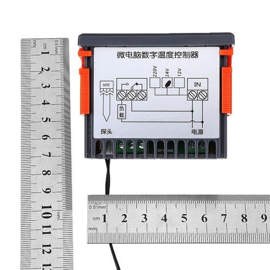 3pcs 220V XH-W2060 Embedded Digital Thermostat Cabinet Freezer Cold Storage Thermostat Temperature Controller Temperature Control