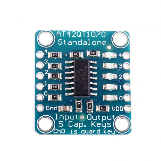 3pcs AT42QT1070 5-Pad 5 Key Capacitive Touch Screen Sensor Module Board DC 1.8 to 5.5V Power For Standalone Mode