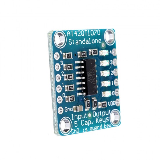 3pcs AT42QT1070 5-Pad 5 Key Capacitive Touch Screen Sensor Module Board DC 1.8 to 5.5V Power For Standalone Mode