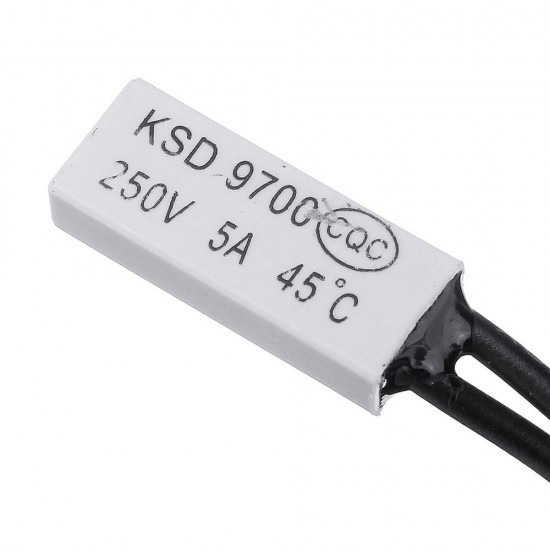 50pcs Normal Open KSD9700 250V 5A 45°Plastic Thermostatic Temperature Sensor Switch NO