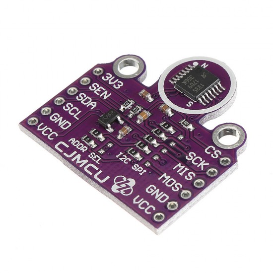 -1335 Hall Effect 360° Non-Contact X-Y Plane Angle Sensor Module 3.3V/5V I2C SPI -1335 Hall Effect 360° Non-Contact X-Y Plane Angle Sensor Module 3.3V/5V I2C SPI