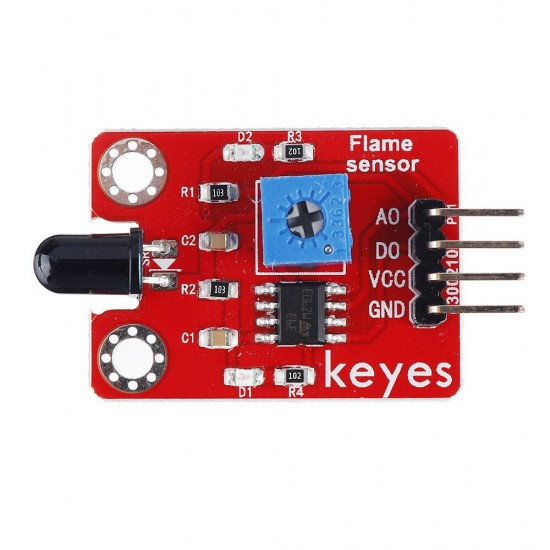 Flame Sensor (pad hole) with Pin Header Module Digital Signal and Analog Signal