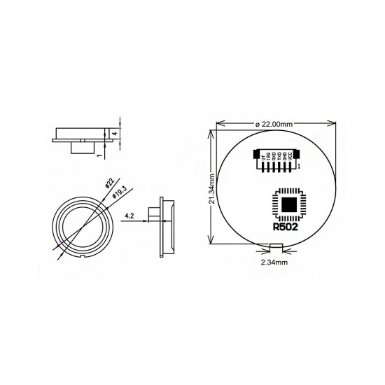 R502-A Capacitive Fingerprint Reader Module Sensor Scanner Small Thin Circular Ring LED Control DC3.3V MX1.0-6pin R502-A Capacitive Fingerprint Reader Module Sensor Scanner Small Thin Circular Ring LED Control DC3.3V MX1.0-6pin