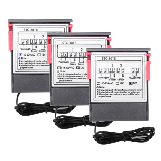 STC-3018 12V / 24V / 220V Digital Temperature Controller C/F Thermostat Relay 10A Heating/Cooling Thermoregulator with Dual LED Display STC-3018 12V / 24V / 220V Digital Temperature Controller C/F Thermostat Relay 10A Heating/Cooling Thermoregulator with Dual LED Display