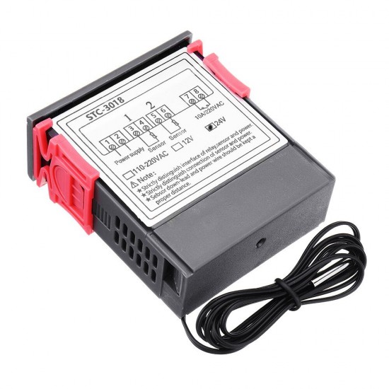 STC-3018 12V / 24V / 220V Digital Temperature Controller C/F Thermostat Relay 10A Heating/Cooling Thermoregulator with Dual LED Display STC-3018 12V / 24V / 220V Digital Temperature Controller C/F Thermostat Relay 10A Heating/Cooling Thermoregulator with Dual LED Display