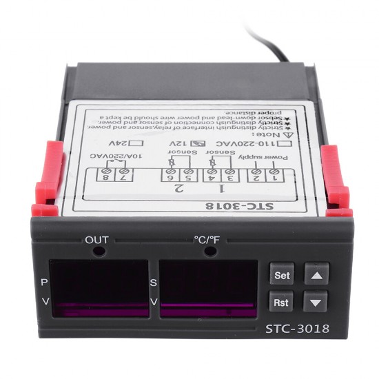 STC-3018 12V / 24V / 220V Digital Temperature Controller C/F Thermostat Relay 10A Heating/Cooling Thermoregulator with Dual LED Display STC-3018 12V / 24V / 220V Digital Temperature Controller C/F Thermostat Relay 10A Heating/Cooling Thermoregulator with Dual LED Display
