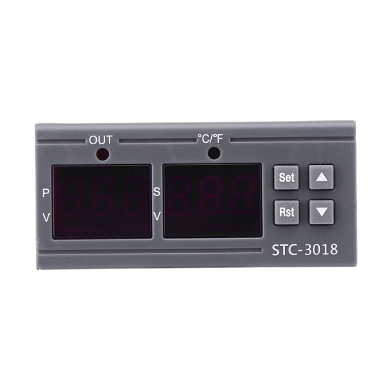 STC-3018 12V / 24V / 220V Digital Temperature Controller C/F Thermostat Relay 10A Heating/Cooling Thermoregulator with Dual LED Display STC-3018 12V / 24V / 220V Digital Temperature Controller C/F Thermostat Relay 10A Heating/Cooling Thermoregulator with Dual LED Display