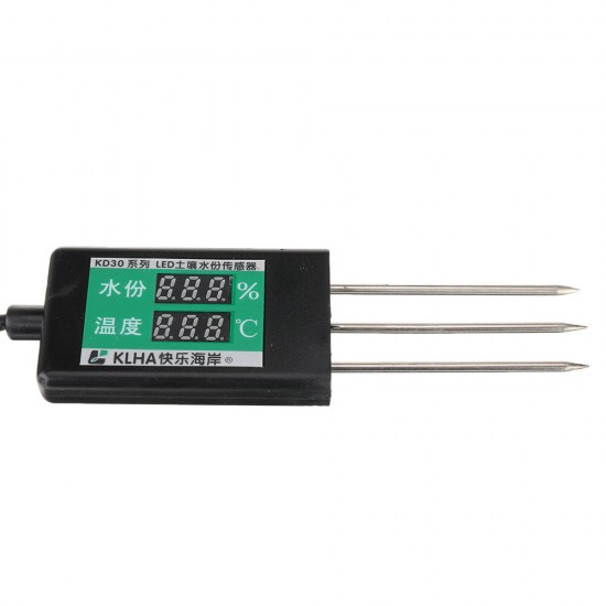 Soil Monitor Temperature and Humidity Sensor with Digital Display Temperature -30°to 70°and Humidity 0-24% Meter with Probe DC 6-12V