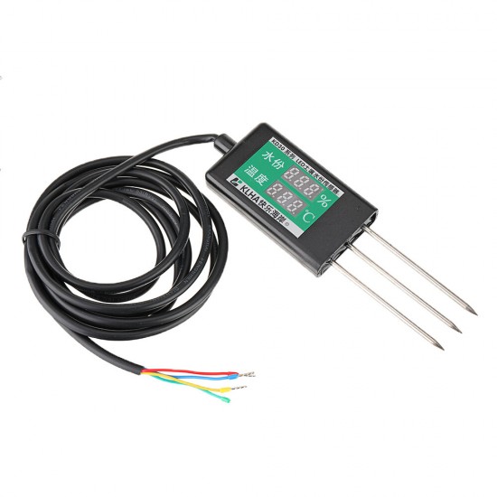 Soil Monitor Temperature and Humidity Sensor with Digital Display Temperature -30°to 70°and Humidity 0-24% Meter with Probe DC 6-12V