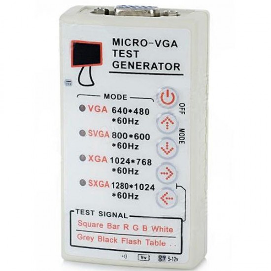 5-12V Portable VGA SVGA XGA Color Test Signal Generator V2.0 60HZ F LCD & CRT Display Tester