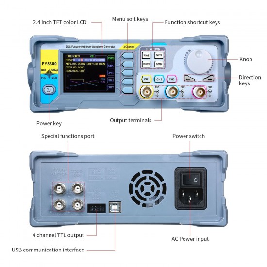 FY8300-10MHz/30MHz/60MHz Fully Numerical Control Three+Four Channel Function/Arbitrary Waveform Signal GeneratorGenerator Signal-Source-Frequency-Counter DDS Three-Channel Signal Generator FY8300-10MHz/30MHz/60MHz Fully Numerical Control Three+Four Channel Function/Arbitrary Waveform Signal GeneratorGenerator Signal-Source-Frequency-Counter DDS Three-Channel Signal Generator