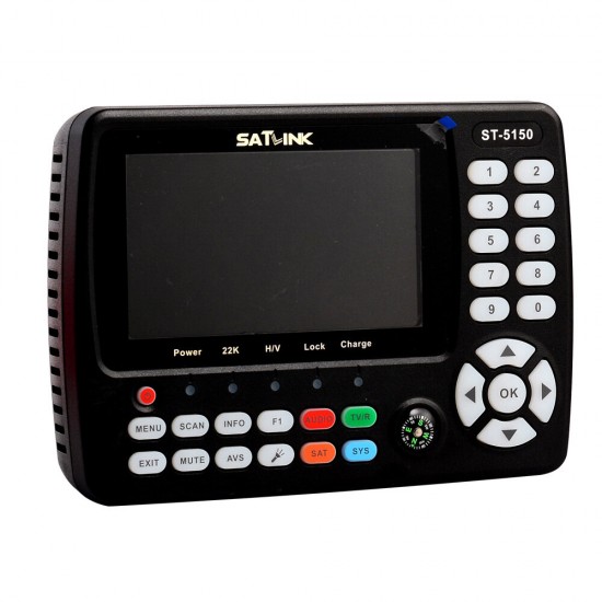 ST-5150 DVB-S2/T2/C HD Satellite TV Signal Finder Digital Handheld Signal Meter Satellite Finder H.265 HEVC MPEG-4 4.3 Inch TFT LCD