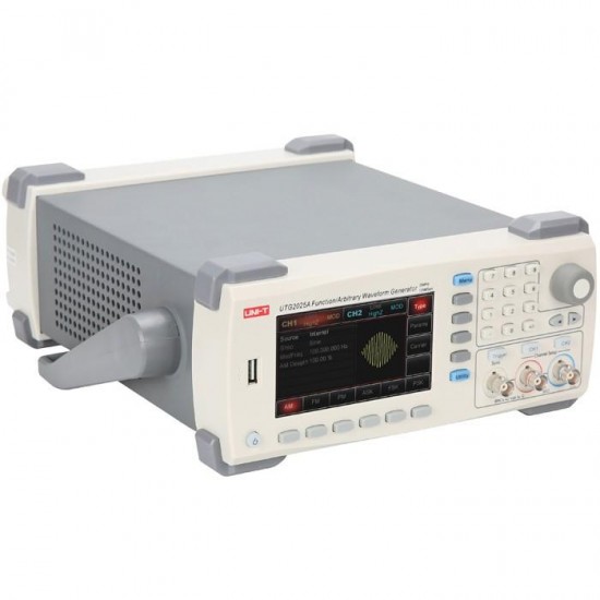 UTG2025A 25MHz USB Dual Channels Signal Function Arbitrary Waveform Generator 200MSa/s 4.3inch TFTLCD Arb. Memory Depth 1M