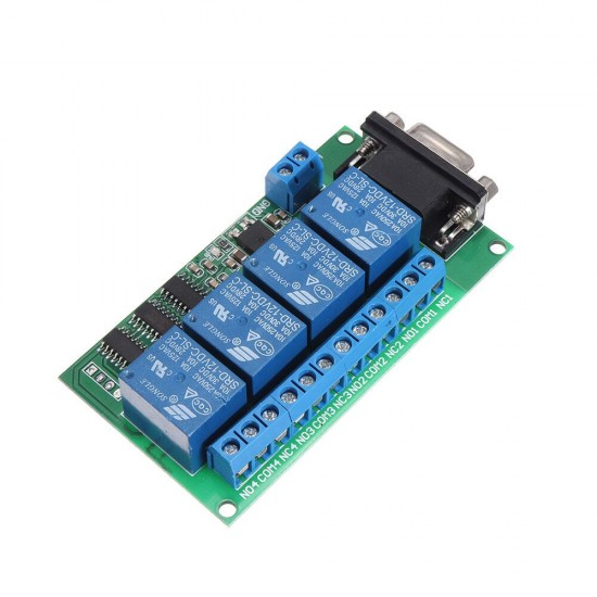 4 Channel RS232 Relay Board PC USB UART DB9 Remote Control Switch DC12V for Smart Home