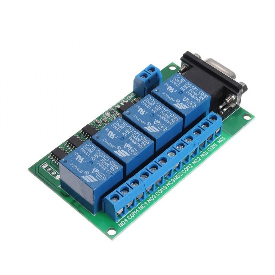 4 Channel RS232 Relay Board PC USB UART DB9 Remote Control Switch DC12V for Smart Home