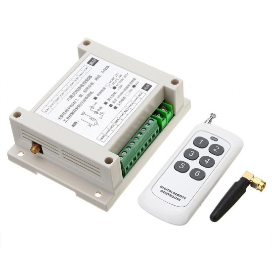 433MHz AC 220 6 Channel Wireless Remote Control Switch Learning Code Module Normally Open Normally Closed Controller