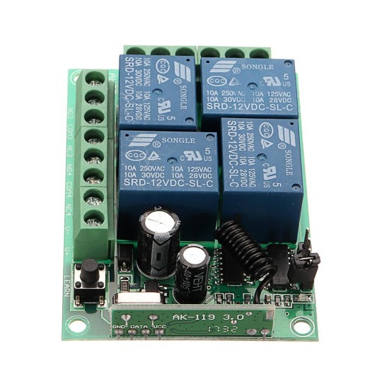 433mhz DC 12V Learning Type 4CH Channel Wireless Remote Control Switch Four Way Relay Control Module 433mhz DC 12V Learning Type 4CH Channel Wireless Remote Control Switch Four Way Relay Control Module