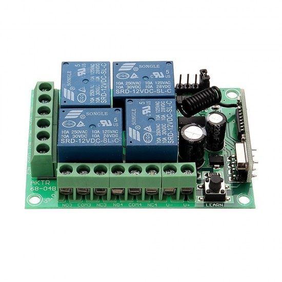 433mhz DC 12V Learning Type 4CH Channel Wireless Remote Control Switch Four Way Relay Control Module 433mhz DC 12V Learning Type 4CH Channel Wireless Remote Control Switch Four Way Relay Control Module