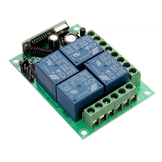 433mhz DC 12V Learning Type 4CH Channel Wireless Remote Control Switch Four Way Relay Control Module