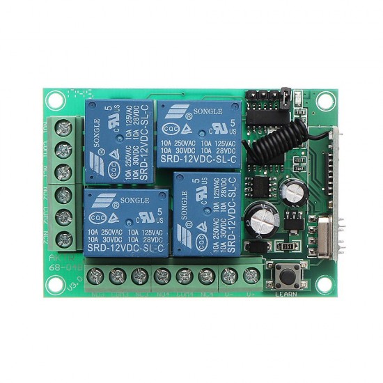 433mhz DC 12V Learning Type 4CH Channel Wireless Remote Control Switch Four Way Relay Control Module 433mhz DC 12V Learning Type 4CH Channel Wireless Remote Control Switch Four Way Relay Control Module