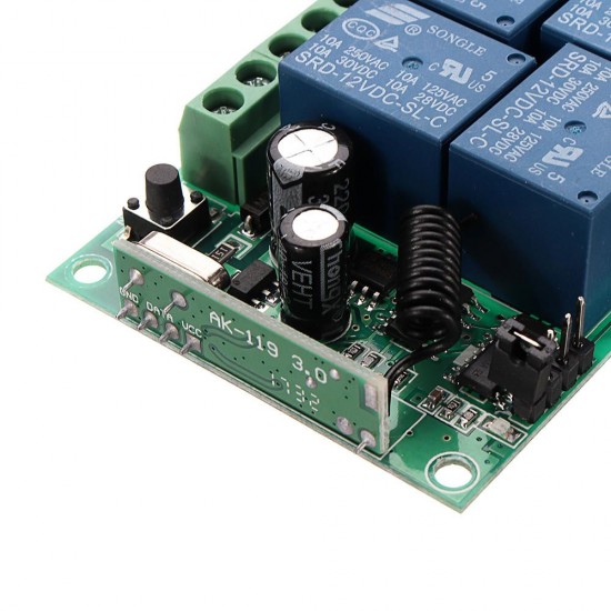 433mhz DC 12V Learning Type 4CH Channel Wireless Remote Control Switch Four Way Relay Control Module 433mhz DC 12V Learning Type 4CH Channel Wireless Remote Control Switch Four Way Relay Control Module