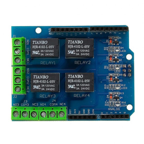 5V 4CH 4 Channel Relay Shield Extended Relay Module for Arduino - products that work with official Arduino boards