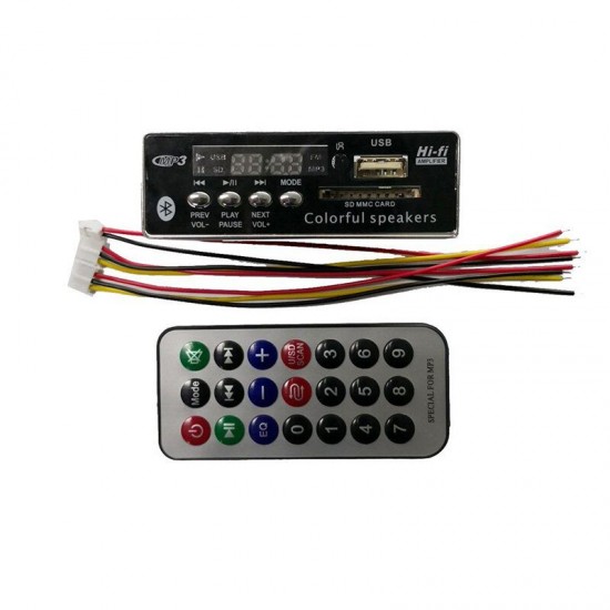 5pcs USB Bluetooth Hands-free MP3 Player Integrated MP3 Decoder Board Module Radio FM Remote Control USB FM Aux Audio for Car