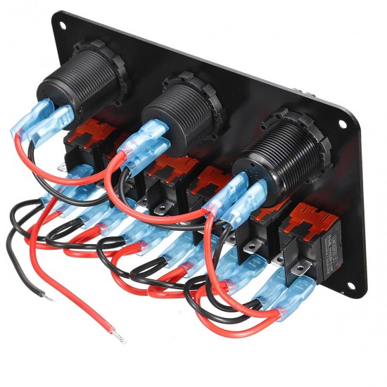 6 Gang Switch Panel 2USB Interior Control Car Boat Marine RV Rocker Breaker 12V 6 Gang Switch Panel 2USB Interior Control Car Boat Marine RV Rocker Breaker 12V