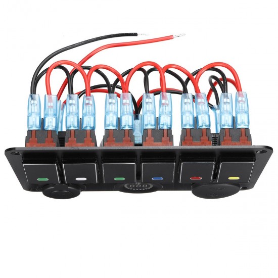 6 Gang Switch Panel 2USB Interior Control Car Boat Marine RV Rocker Breaker 12V 6 Gang Switch Panel 2USB Interior Control Car Boat Marine RV Rocker Breaker 12V