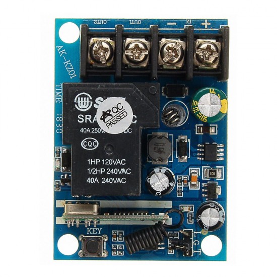 AK-KZ01 315MHZ/433MHZ 1 Channel Wireless Remote Control Switch + Remote Control Panel DC 12V-48V AK-KZ01 315MHZ/433MHZ 1 Channel Wireless Remote Control Switch + Remote Control Panel DC 12V-48V