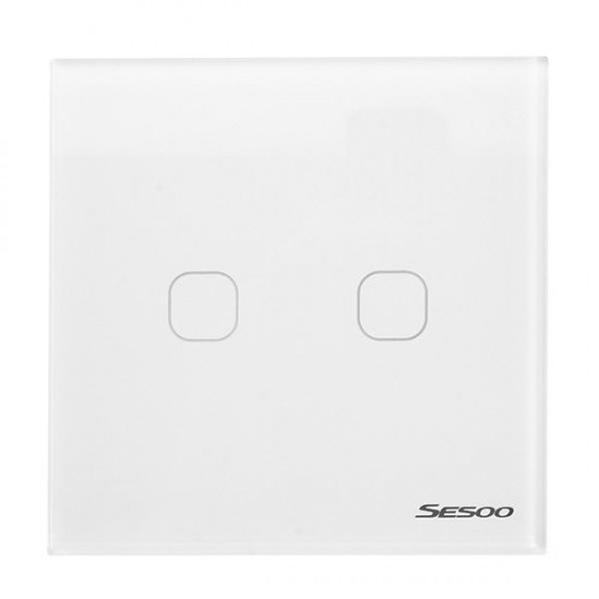 SESOO SY6-02-D EU/UK Standard 2 Gang 1 Way RF433 Remote Smart Wall Switch