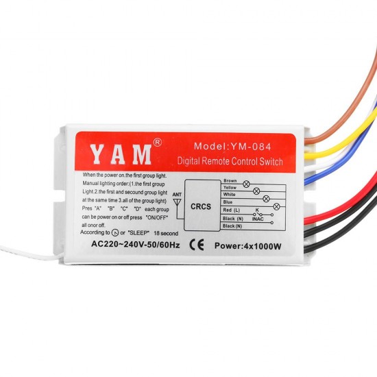 YM-084 4 Channel Digital Wireless Remote Control Switch For Smart Home LED Light Lamps