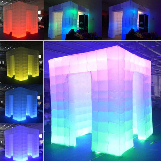 110V 8.2ft Two Door Multi-color LED Inflatable Photo Booth Enclosure Tent with Remote Control Air Tent Wedding Party Christmas Outdoor 110V 8.2ft Two Door Multi-color LED Inflatable Photo Booth Enclosure Tent with Remote Control Air Tent Wedding Party Christmas Outdoor