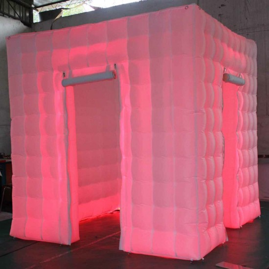 110V 8.2ft Two Door Multi-color LED Inflatable Photo Booth Enclosure Tent with Remote Control Air Tent Wedding Party Christmas Outdoor 110V 8.2ft Two Door Multi-color LED Inflatable Photo Booth Enclosure Tent with Remote Control Air Tent Wedding Party Christmas Outdoor