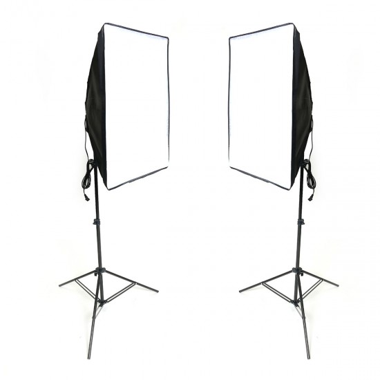 2x Studio Photography Video Softbox Light Stand Continuous Lighting Kit 50x70cm