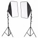 2x Studio Photography Video Softbox Light Stand Lighting Kit 50x70cm