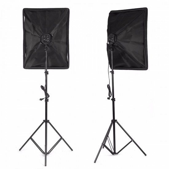 Photo Video Studio Lighting Kit 4-Socket E27 Lamp Holder Softbox Light Stands