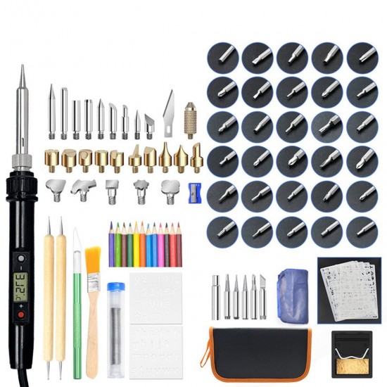 101PCS 60W Wood Burning Pen Solder Iron Engraver Tips Burner Stencils Tool 101PCS 60W Wood Burning Pen Solder Iron Engraver Tips Burner Stencils Tool