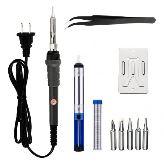 110V 60W Adjustable Temperature Electric Soldering Iron Welding Rework Tool Kit