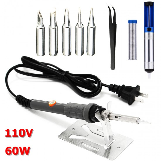 110V 60W Adjustable Temperature Electric Soldering Iron Welding Rework Tool Kit
